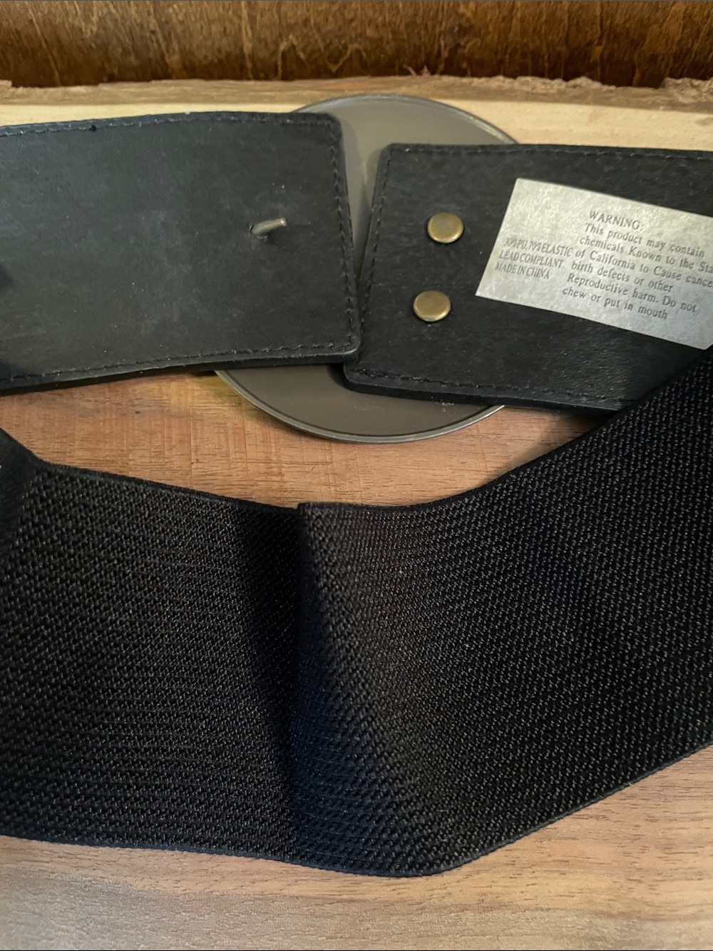 Fusion Clothing Black Elastic Belt with Decorative Gold Medallion - Picture 5 of 5